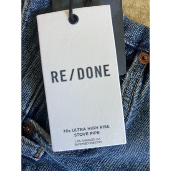 NWT RE/DONE ORIGINALS High Rise Ankle Crop Jean in Dusk Destroy Size 24 - Picture 10 of 16